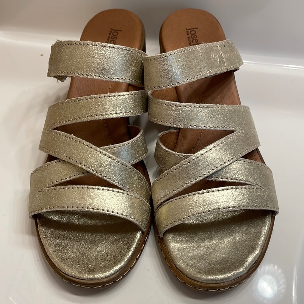 Josef Seibel Leather Belbedere Juna 04 Slide Sandals - Size 8 1/2 - Picture 2 of 9